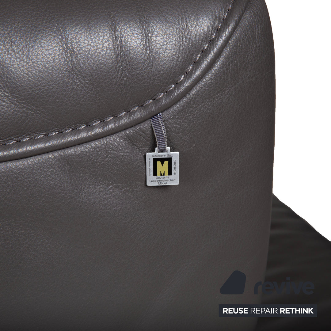 Koinor Monroe Leder Ecksofa Grau Anthrazit Holz Braun Recamiere Rechtsmanuelle Funtion Couch
