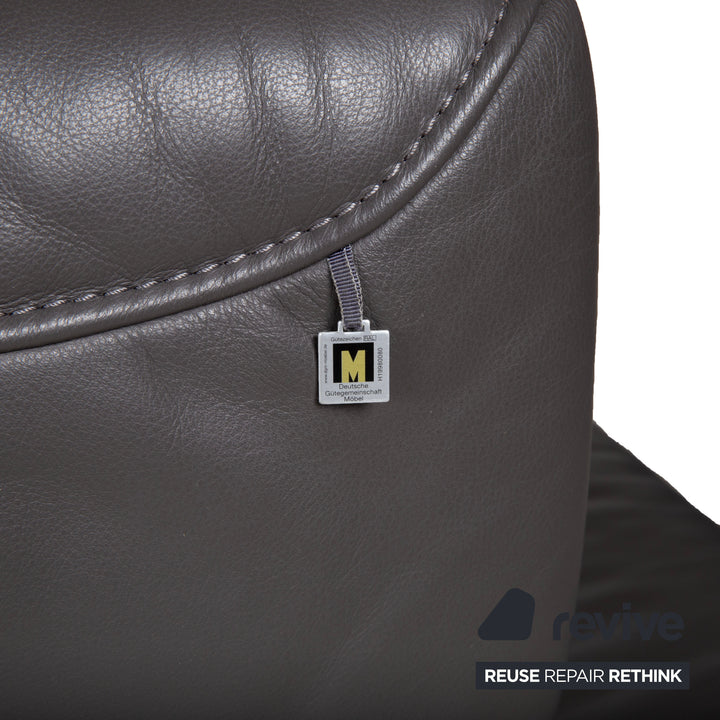 Koinor Monroe Leder Ecksofa Grau Anthrazit Holz Braun Recamiere Rechtsmanuelle Funtion Couch