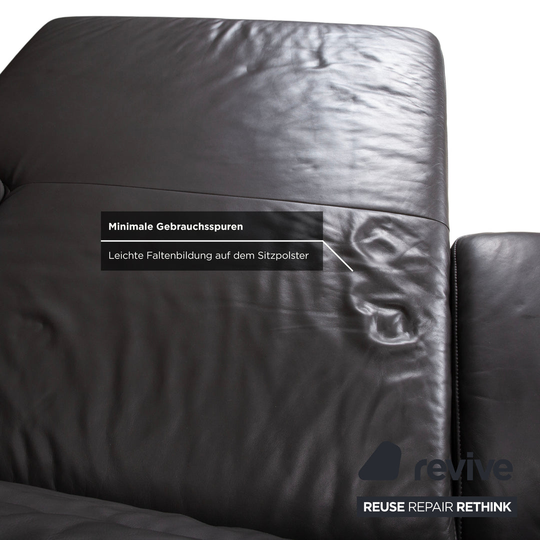 Koinor Monroe Leder Ecksofa Grau Anthrazit Holz Braun Recamiere Rechtsmanuelle Funtion Couch