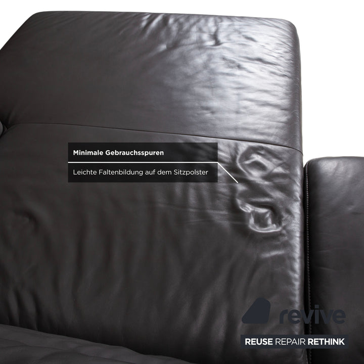Koinor Monroe Leder Ecksofa Grau Anthrazit Holz Braun Recamiere Rechtsmanuelle Funtion Couch