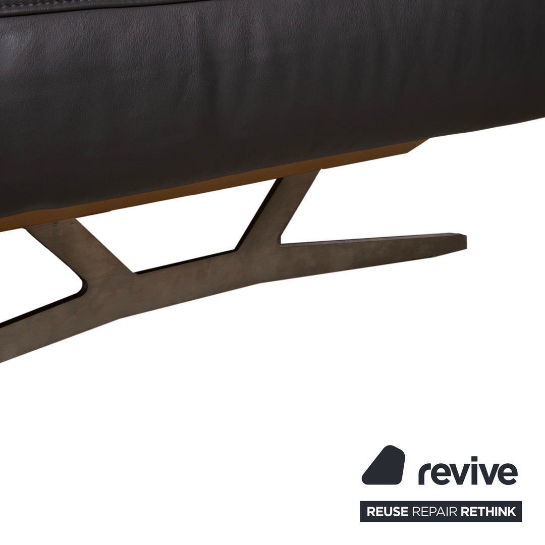 Koinor Monroe Leder Ecksofa Grau Anthrazit Holz Braun Recamiere Rechtsmanuelle Funtion Couch