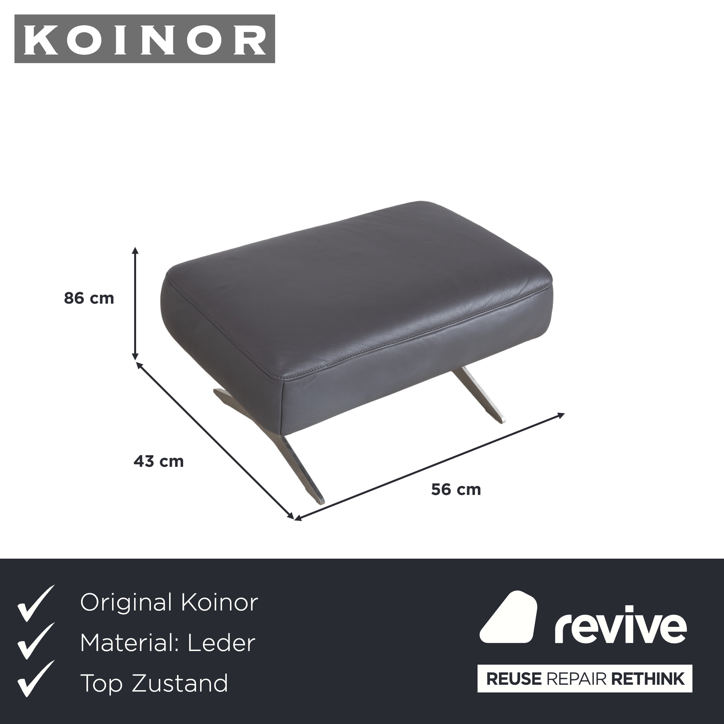 Koinor Monroe Leather Stool Grey