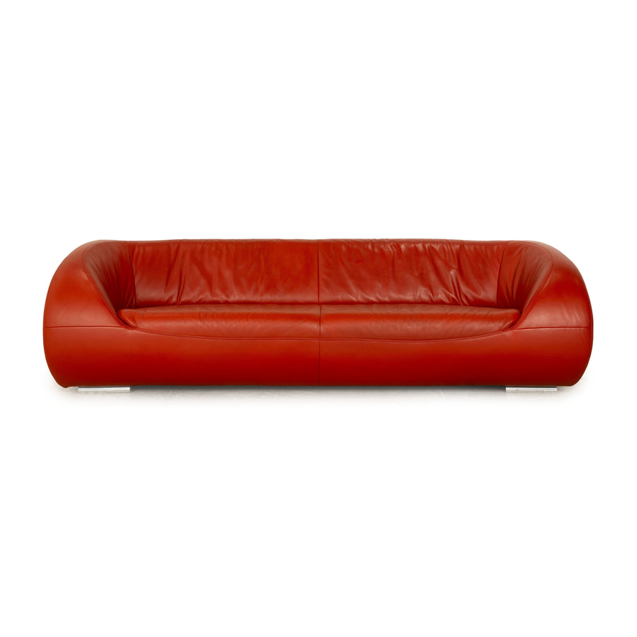 Koinor Pearl Leather Three Seater Red Orange Terracotta Sofa Couch