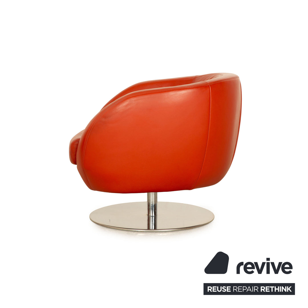 Koinor Pearl Leder Sessel Garnitur Rot Orange Drehfunktion