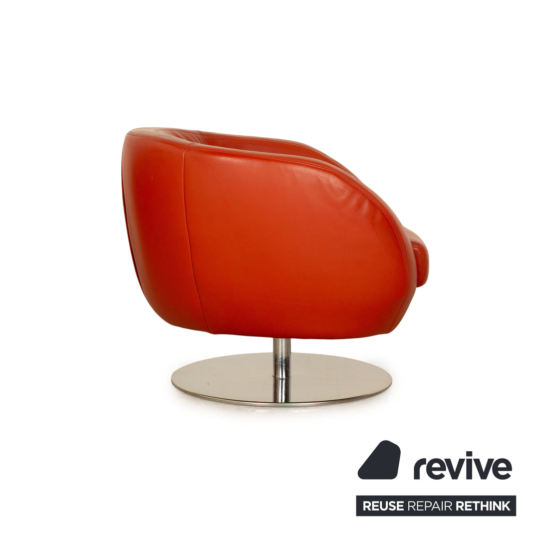 Koinor Pearl Leder Sessel Garnitur Rot Orange Drehfunktion