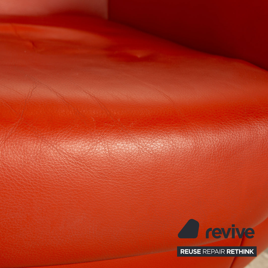 Koinor Pearl Leder Sessel Garnitur Rot Orange Drehfunktion