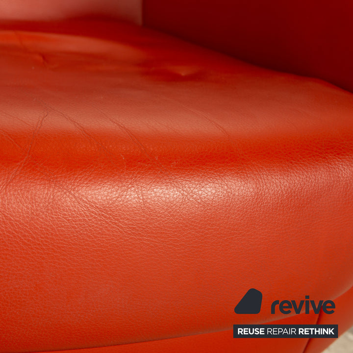 Koinor Pearl Leder Sessel Garnitur Rot Orange Drehfunktion