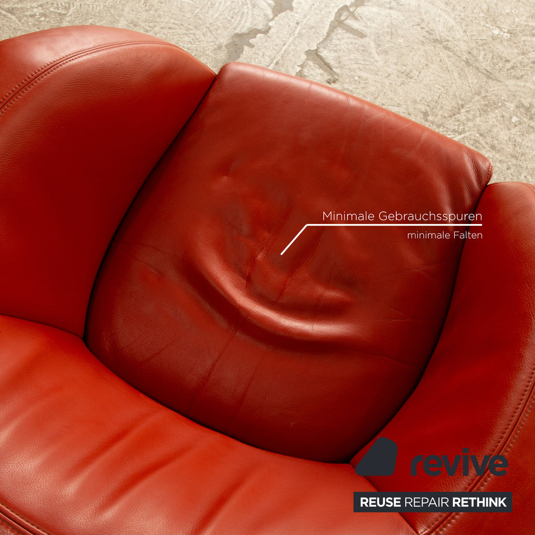 Koinor Pearl Leder Sessel Garnitur Rot Orange Drehfunktion