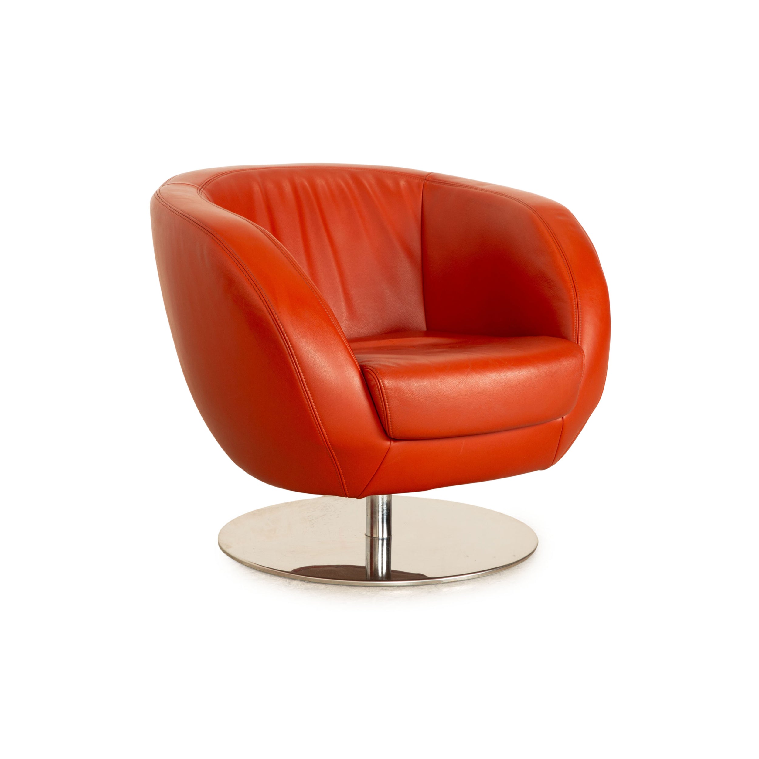 Koinor Pearl Leather Armchair Red Orange Swivel Function