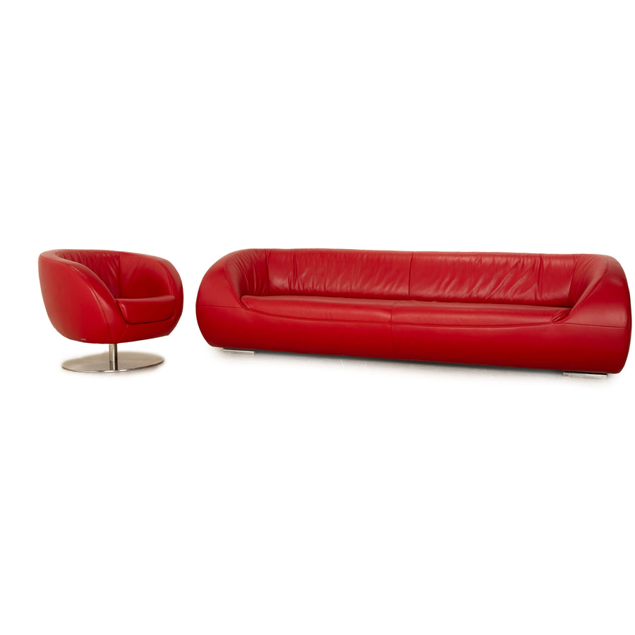 Koinor Pearl Leder Sofa Garnitur Rot Sofa Sessel Couch