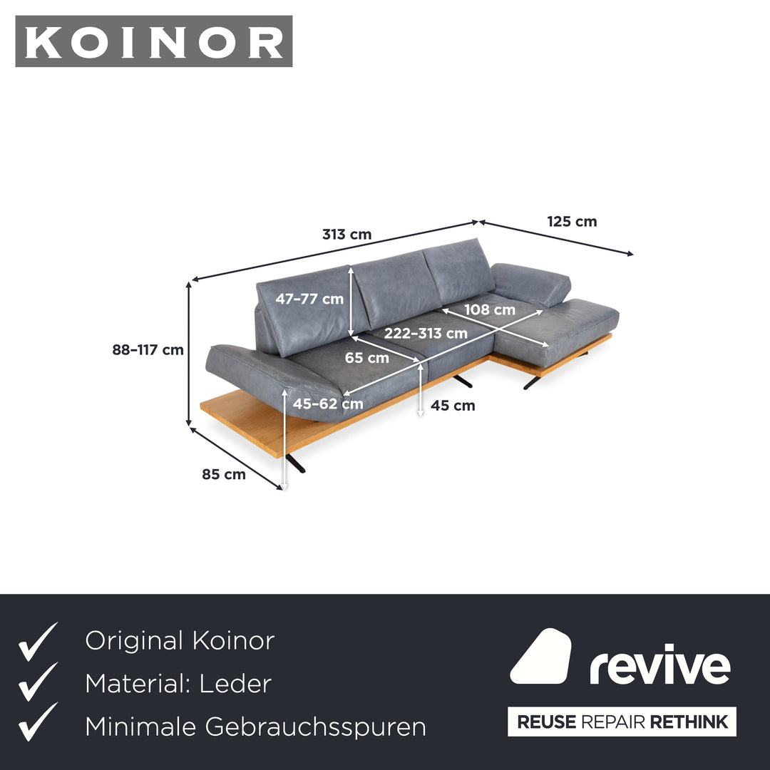 Koinor Phoenix Leder Ecksofa Grau Blau Grün manuelle Funktion Sofa Couch