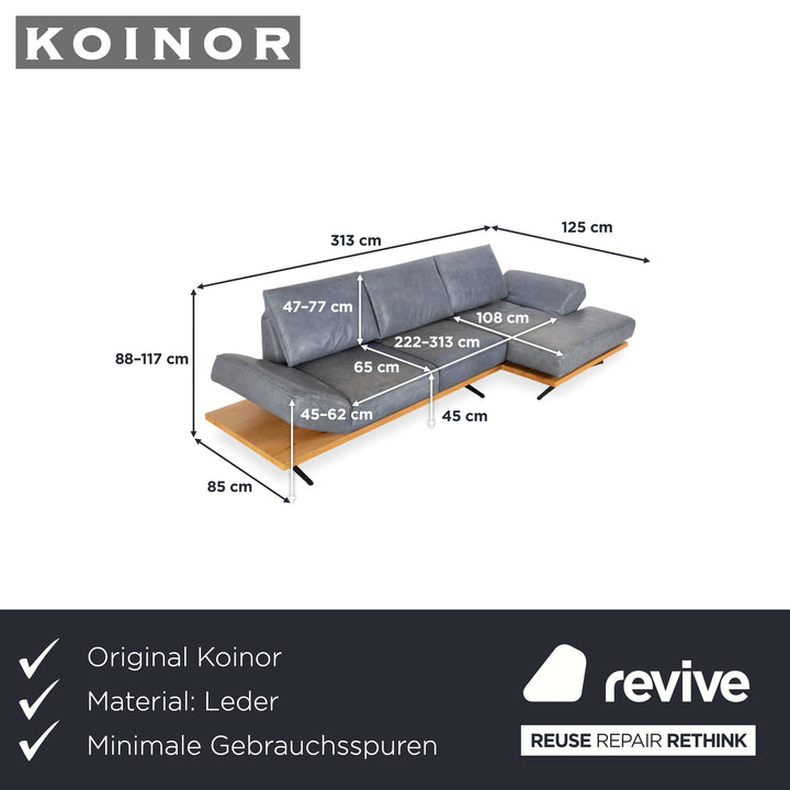Koinor Phoenix Leder Ecksofa Grau Blau Grün manuelle Funktion Sofa Couch