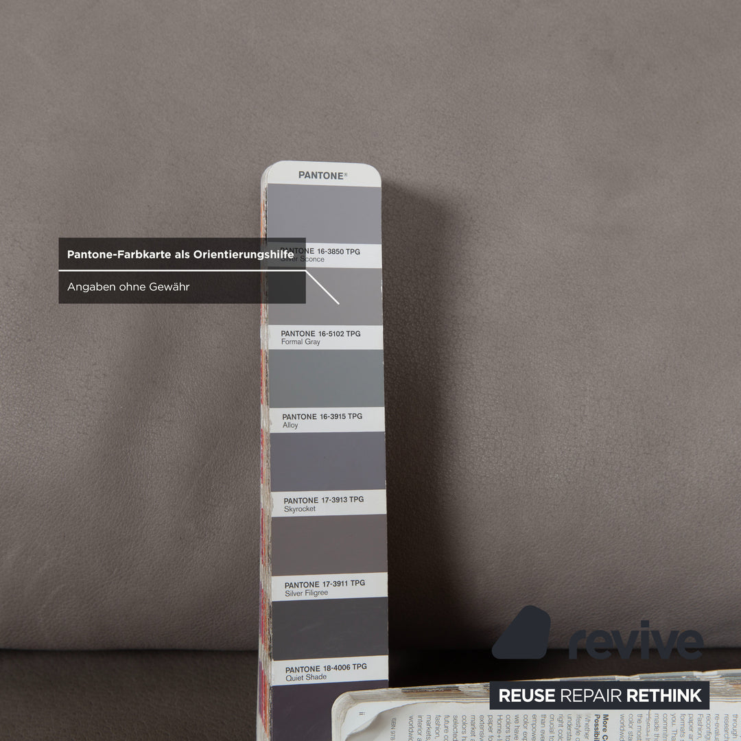Canapé d'angle en cuir Koinor Phoenix gris taupe grège avec fonction manuelle