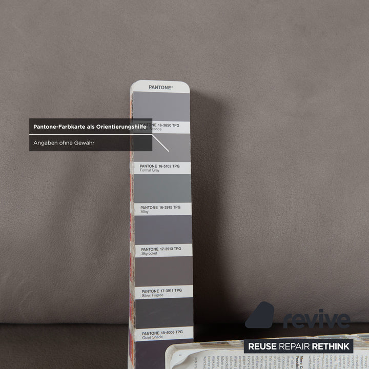 Canapé d'angle en cuir Koinor Phoenix gris taupe grège avec fonction manuelle