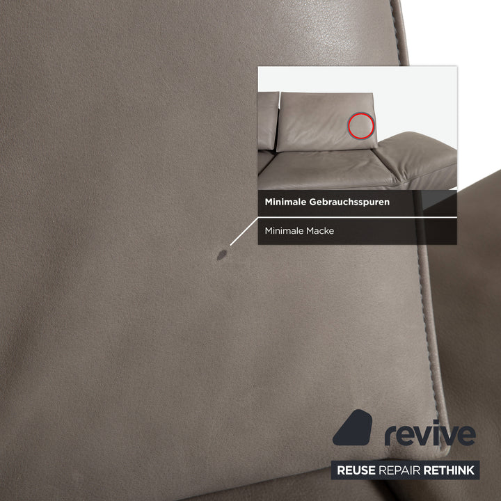 Canapé d'angle en cuir Koinor Phoenix gris taupe grège avec fonction manuelle