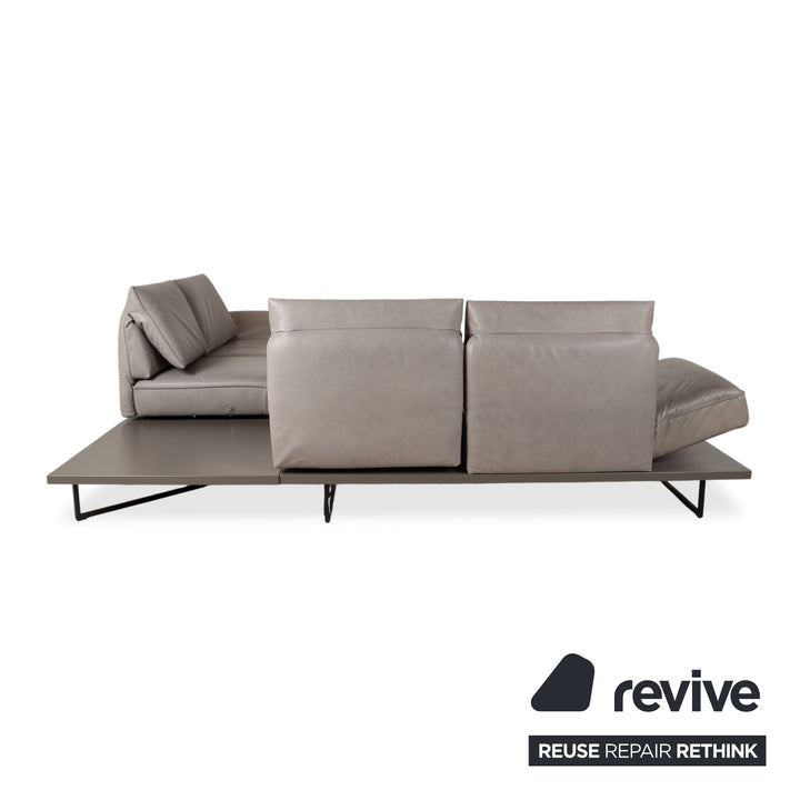 Canapé d'angle en cuir Koinor Phoenix gris taupe grège avec fonction manuelle