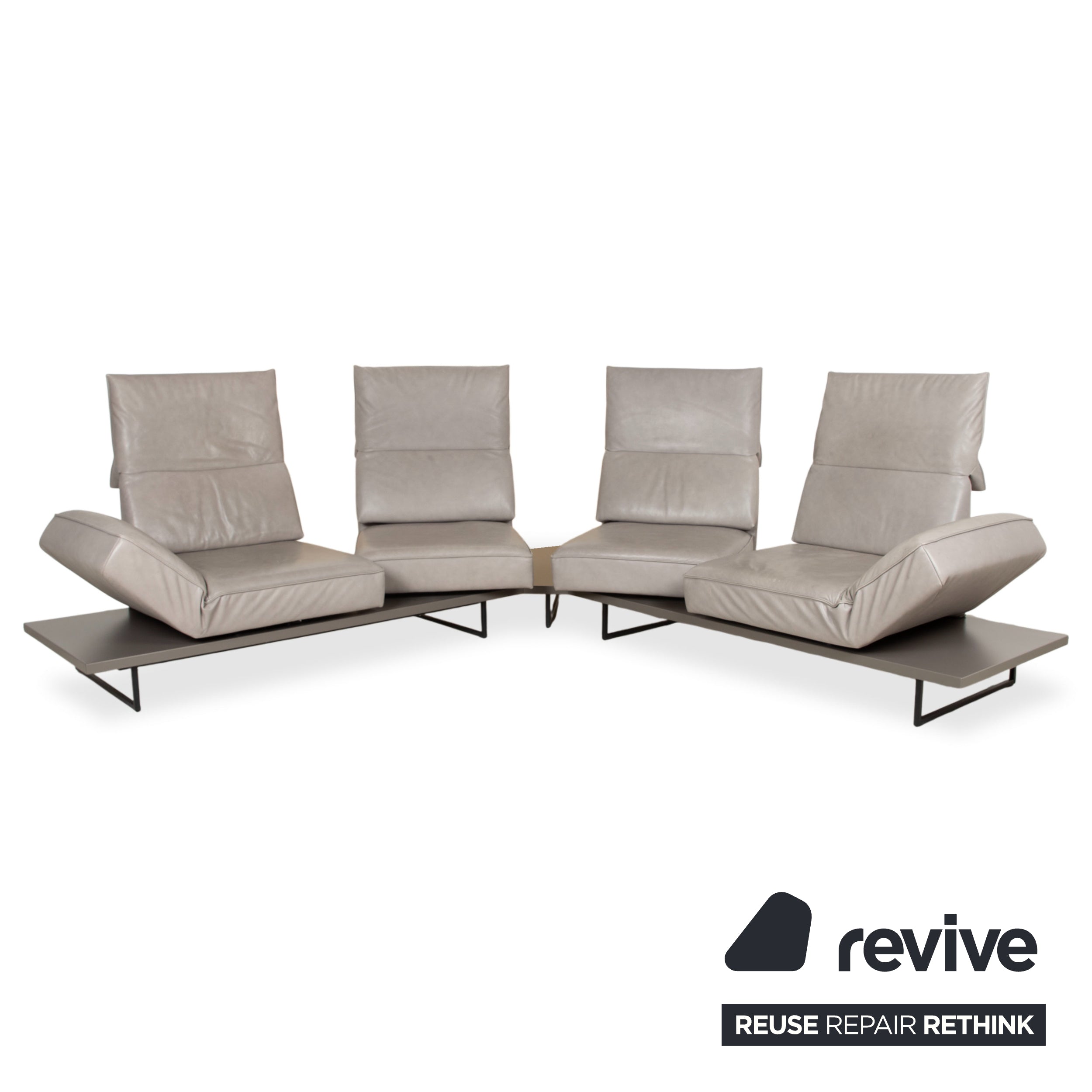 Koinor Phoenix Leder Ecksofa Grau Taupe Greige manuelle Funktion Sofa Couch