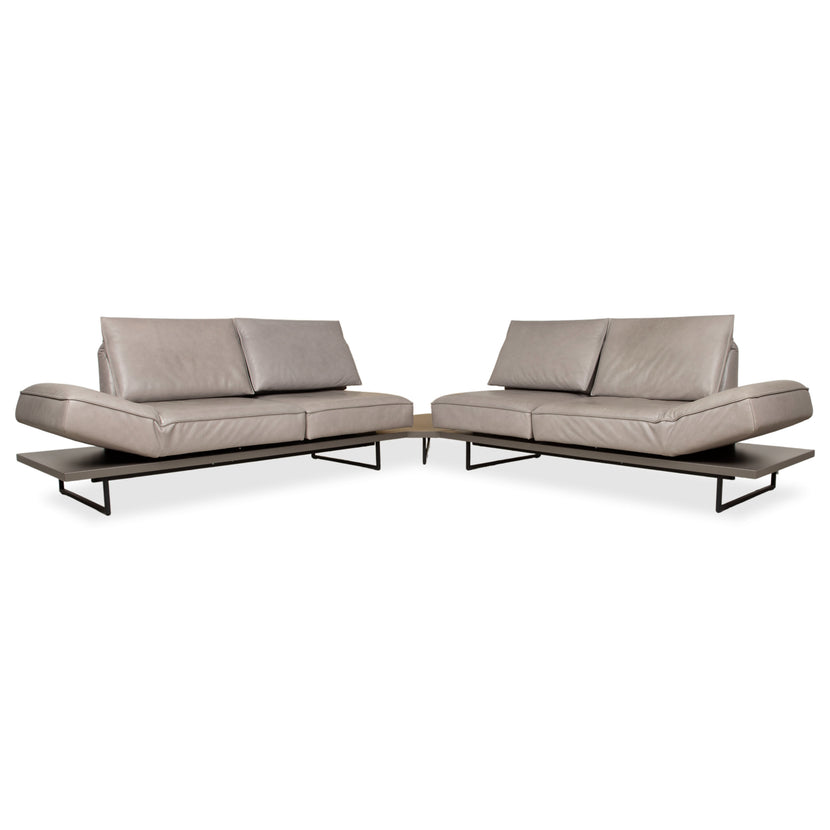 Koinor Phoenix Leder Ecksofa Grau Taupe Greige manuelle Funktion Sofa Couch