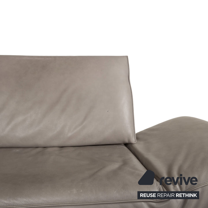 Canapé d'angle en cuir Koinor Phoenix gris taupe grège avec fonction manuelle