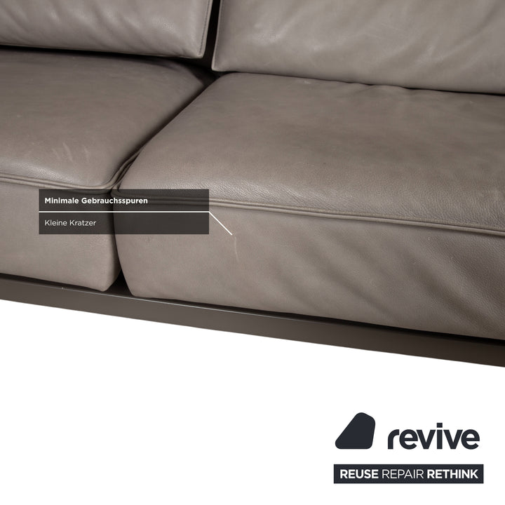 Koinor Phoenix Leather Corner Sofa Grey Taupe Greige Manual Function Sofa Couch