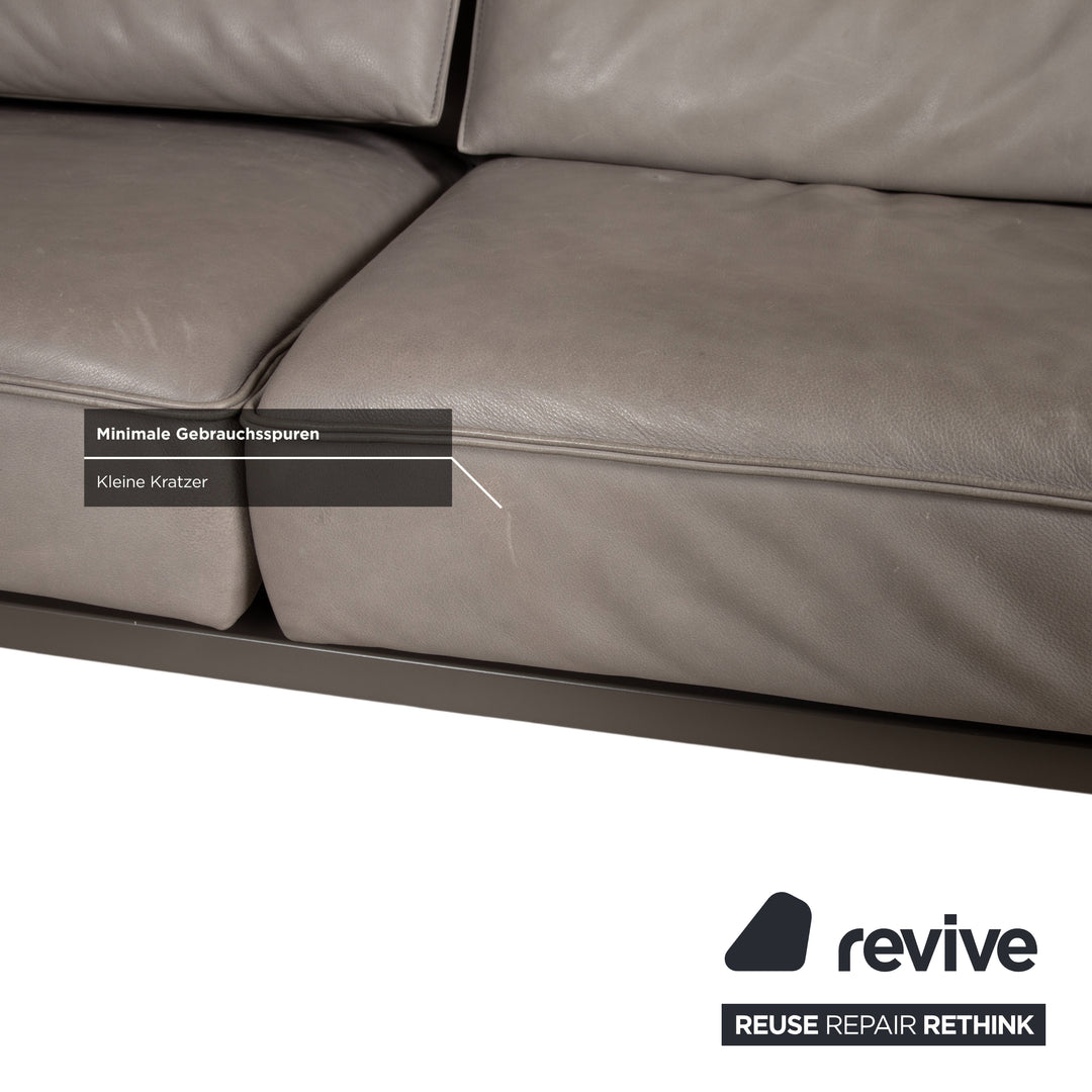 Koinor Phoenix Leder Ecksofa Grau Taupe Greige manuelle Funktion Sofa Couch