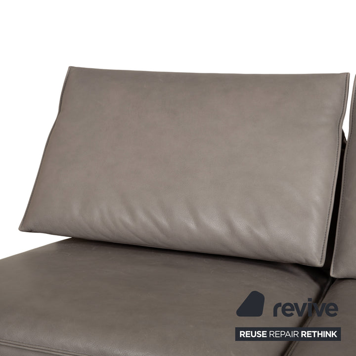 Canapé d'angle en cuir Koinor Phoenix gris taupe grège avec fonction manuelle