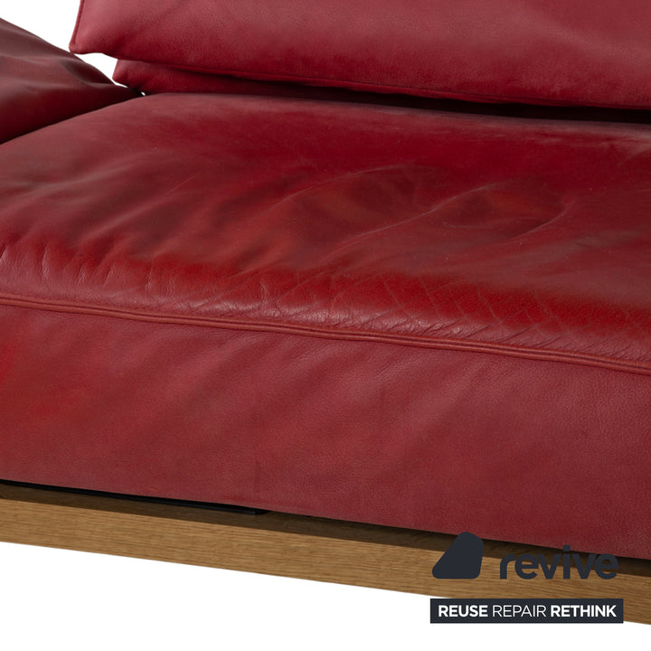 Koinor Phoenix Leder Ecksofa Rot manuelle Funktion Sofa Couch