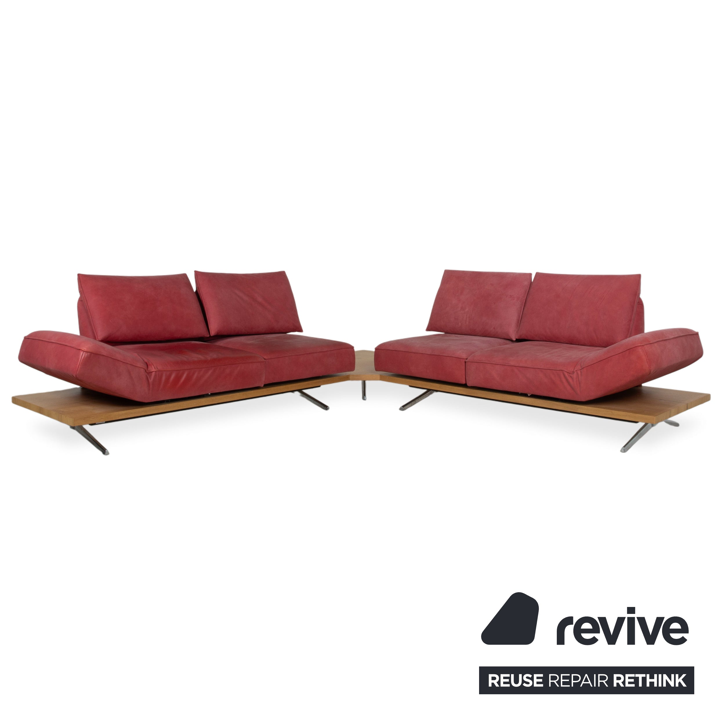 Koinor Phoenix leather corner sofa red manual function sofa couch