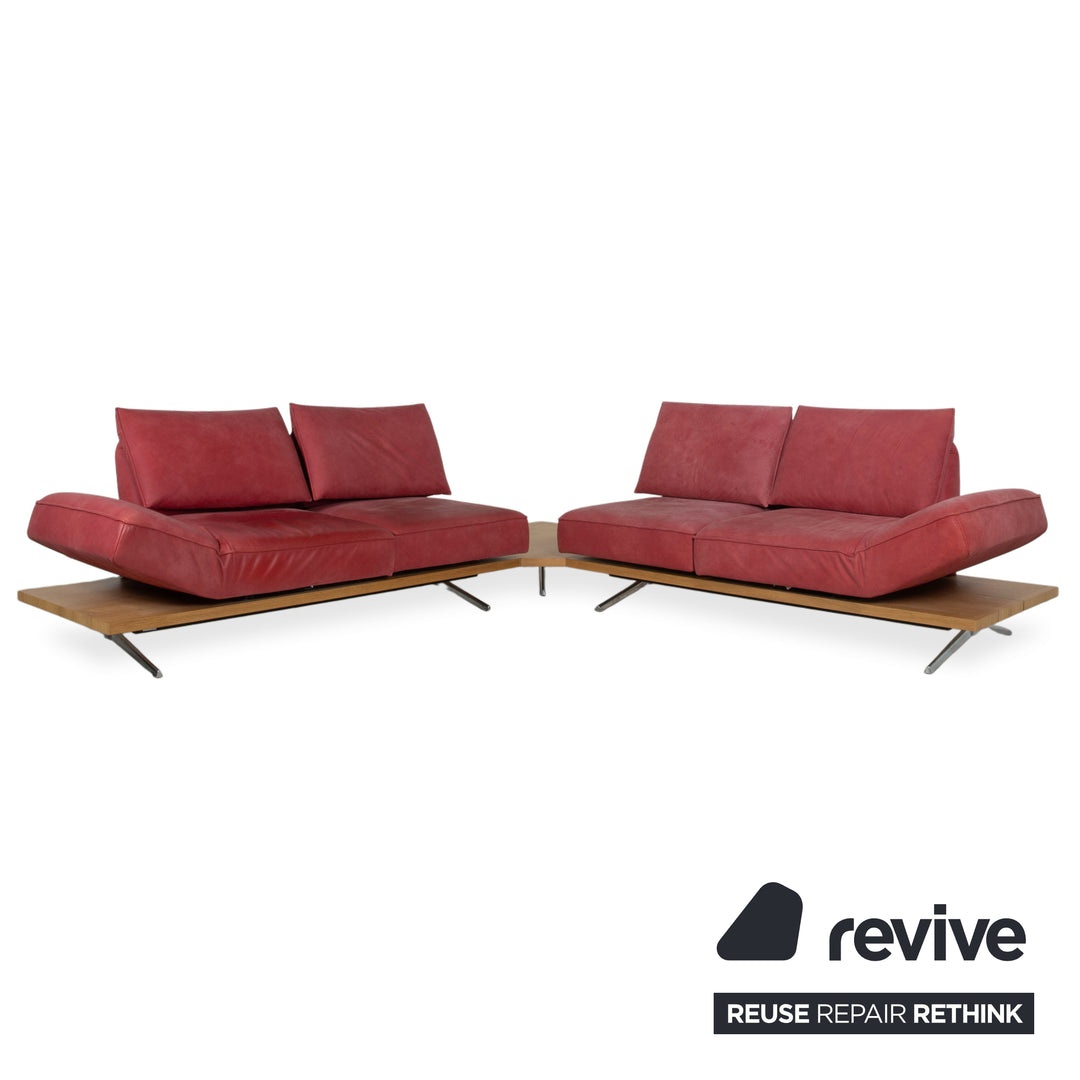 Koinor Phoenix Leder Ecksofa Rot manuelle Funktion Sofa Couch