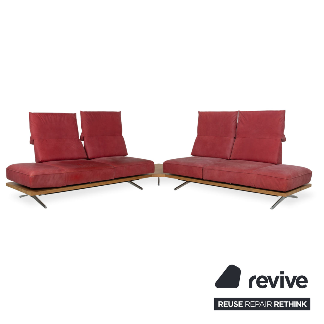 Koinor Phoenix Leder Ecksofa Rot manuelle Funktion Sofa Couch
