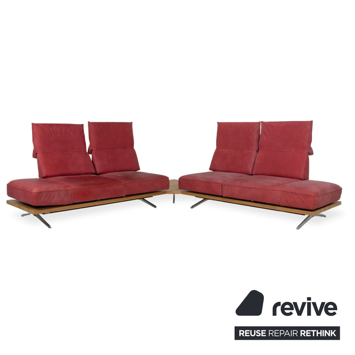 Koinor Phoenix Leder Ecksofa Rot manuelle Funktion Sofa Couch