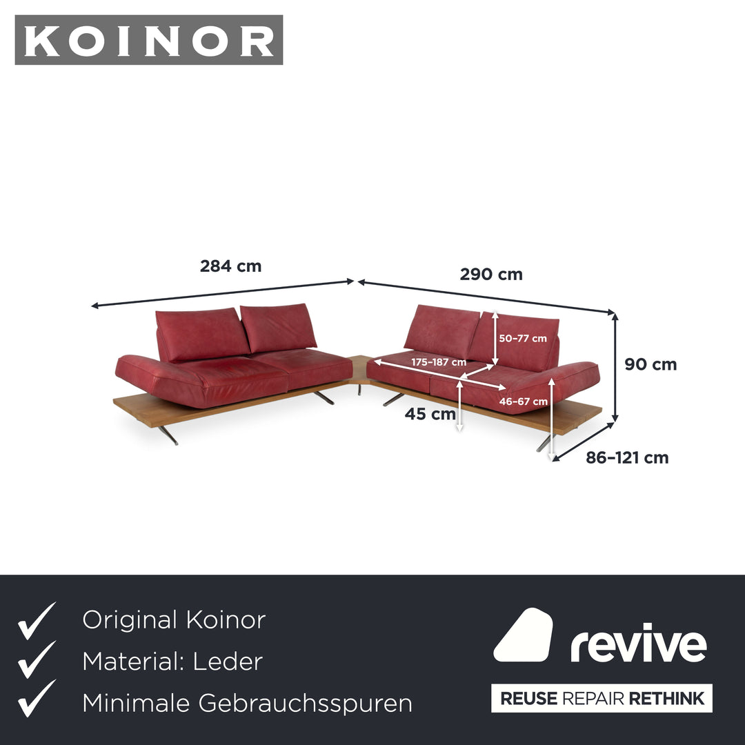 Koinor Phoenix Leder Ecksofa Rot manuelle Funktion Sofa Couch