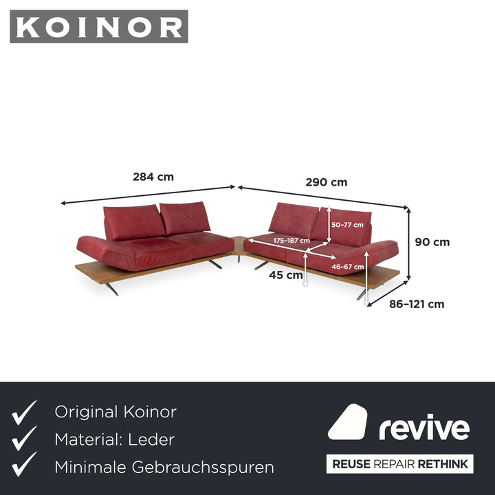 Koinor Phoenix Leder Ecksofa Rot manuelle Funktion Sofa Couch