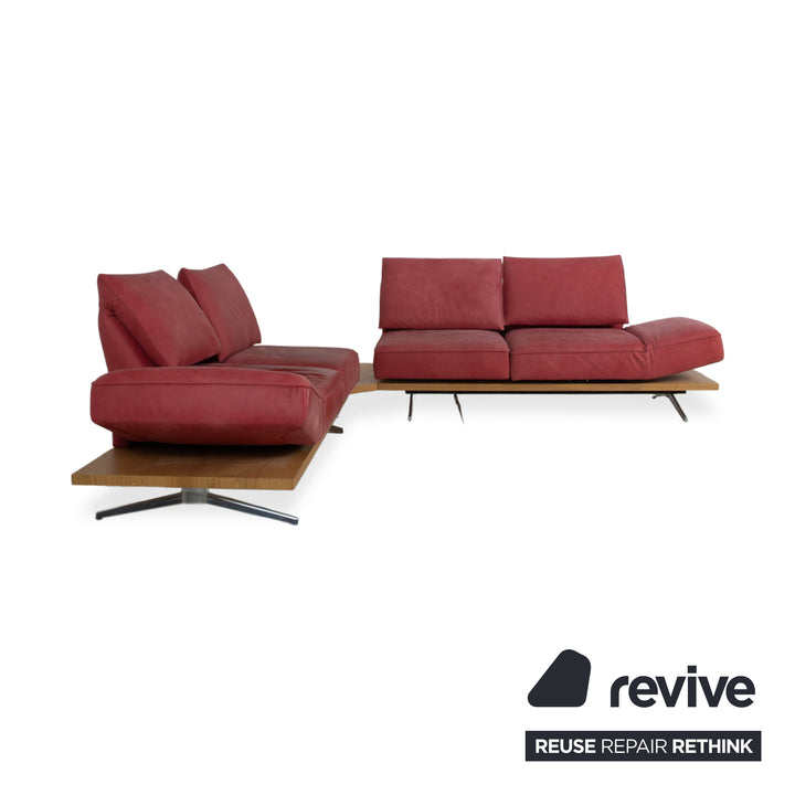 Koinor Phoenix Leder Ecksofa Rot manuelle Funktion Sofa Couch