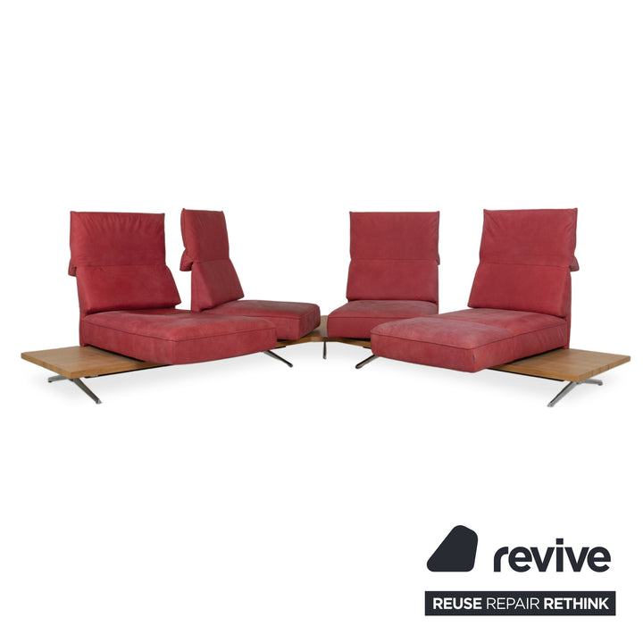 Koinor Phoenix Leder Ecksofa Rot manuelle Funktion Sofa Couch