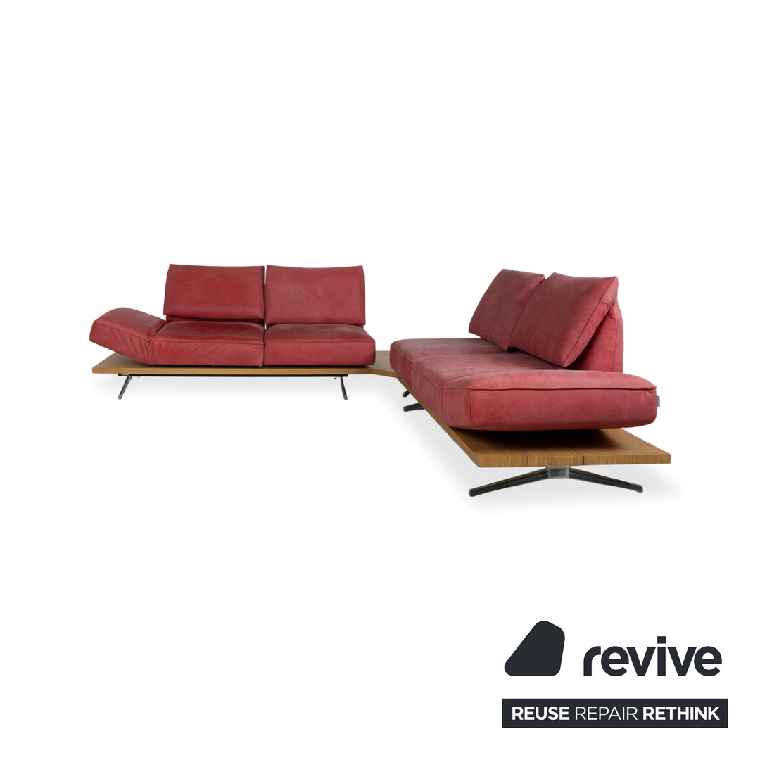 Koinor Phoenix Leder Ecksofa Rot manuelle Funktion Sofa Couch