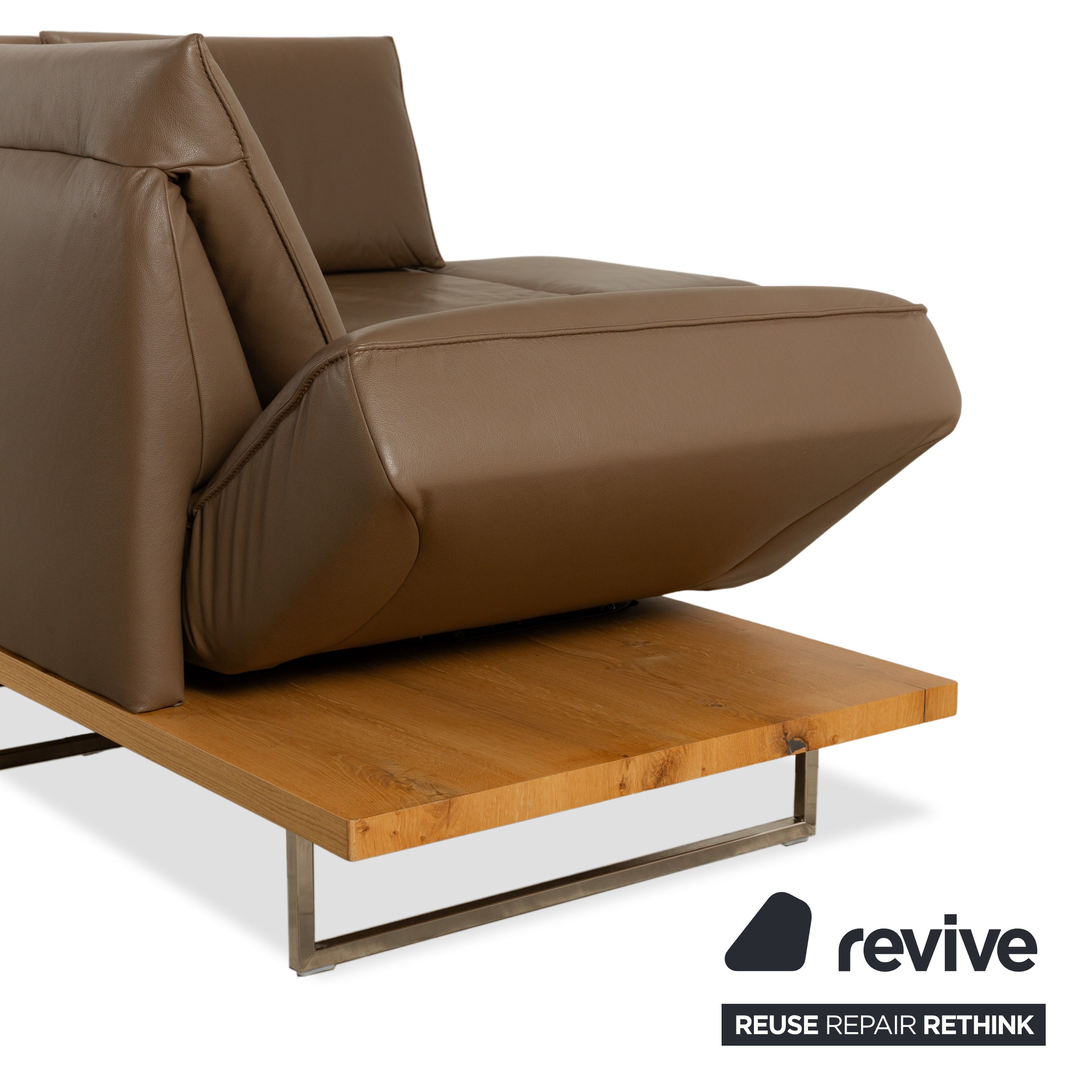 Canapé d'angle en cuir Koinor Phoenix marron châtaignier fonction manuelle