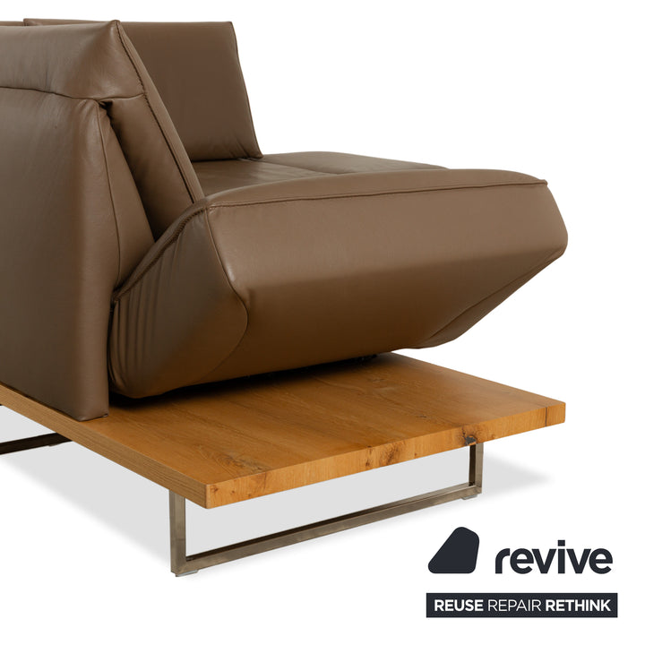 Canapé d'angle en cuir Koinor Phoenix marron châtaignier fonction manuelle