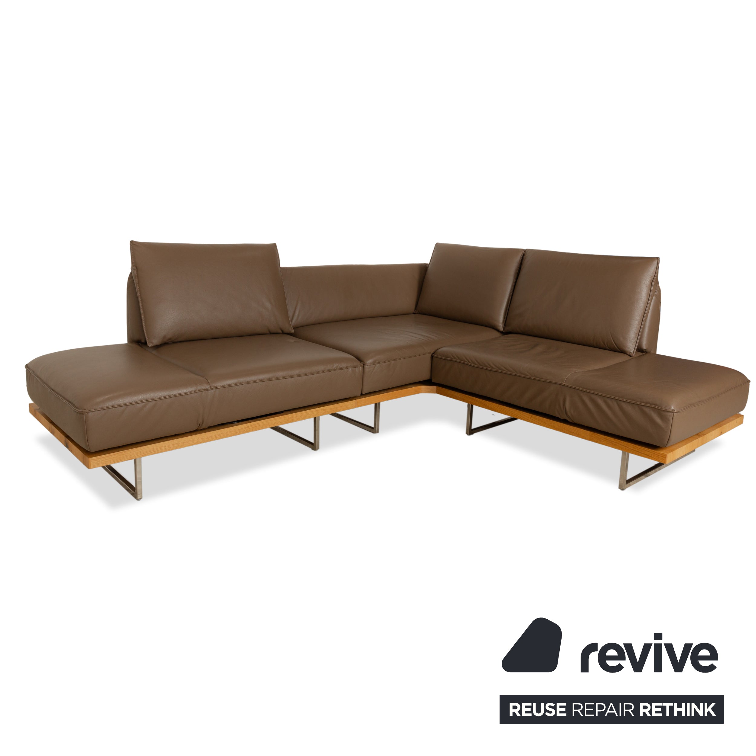 Canapé d'angle en cuir Koinor Phoenix marron châtaignier fonction manuelle