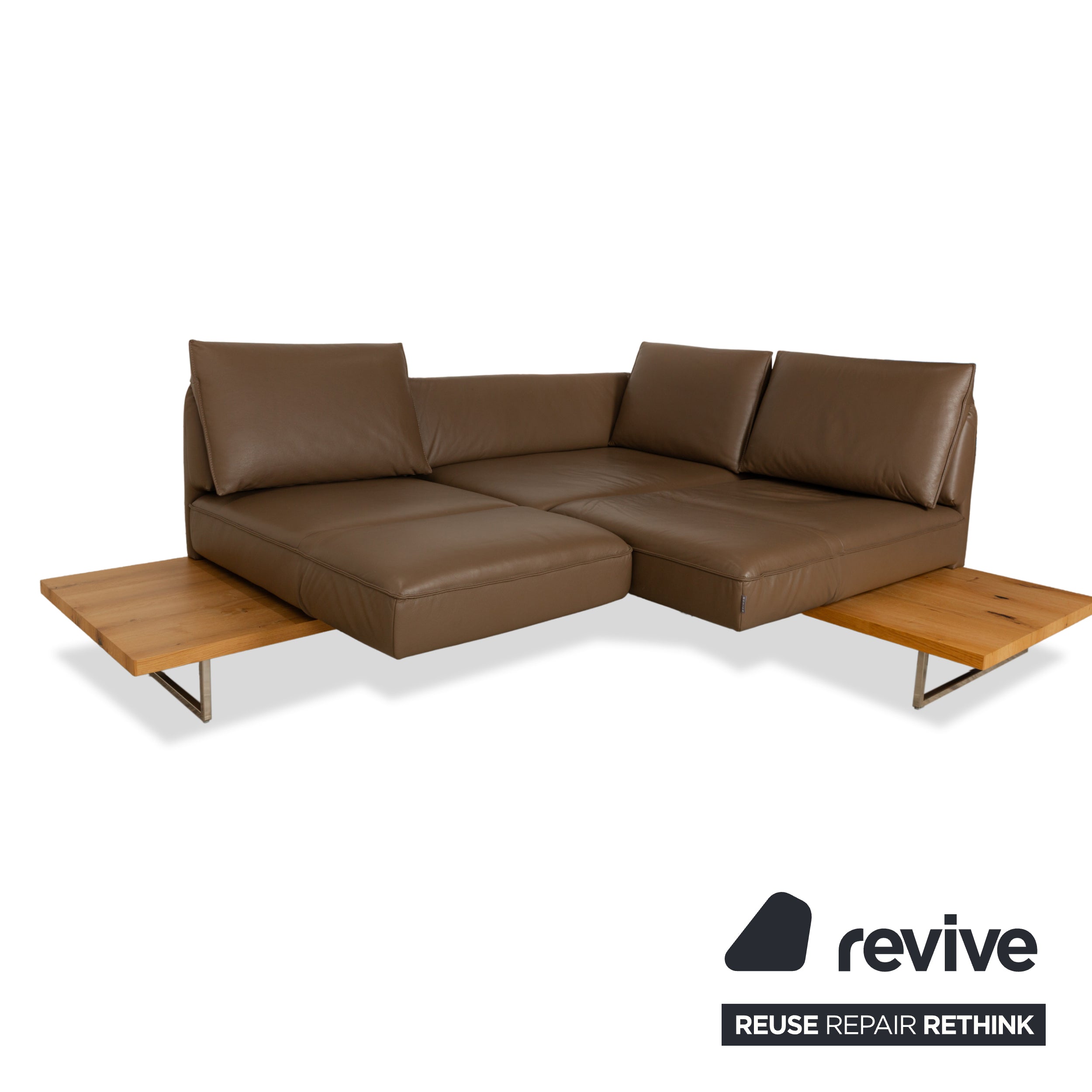 Canapé d'angle en cuir Koinor Phoenix marron châtaignier fonction manuelle