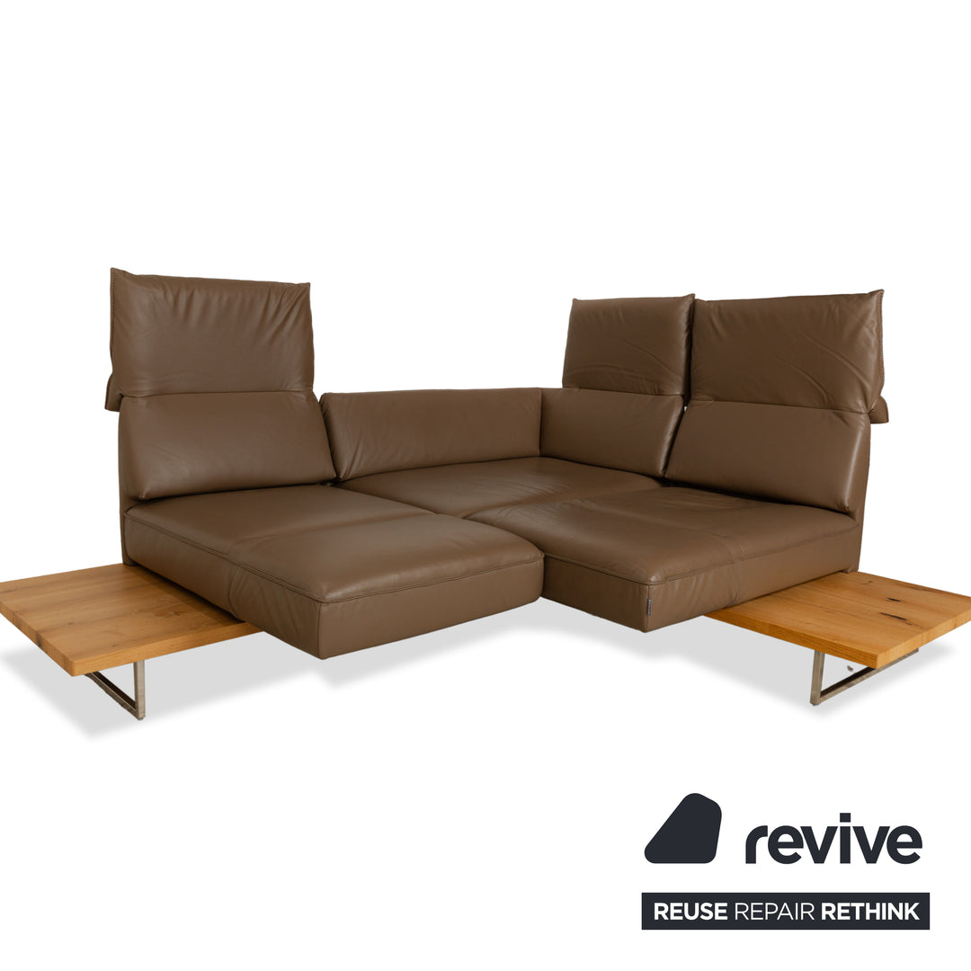 Canapé d'angle en cuir Koinor Phoenix marron châtaignier fonction manuelle
