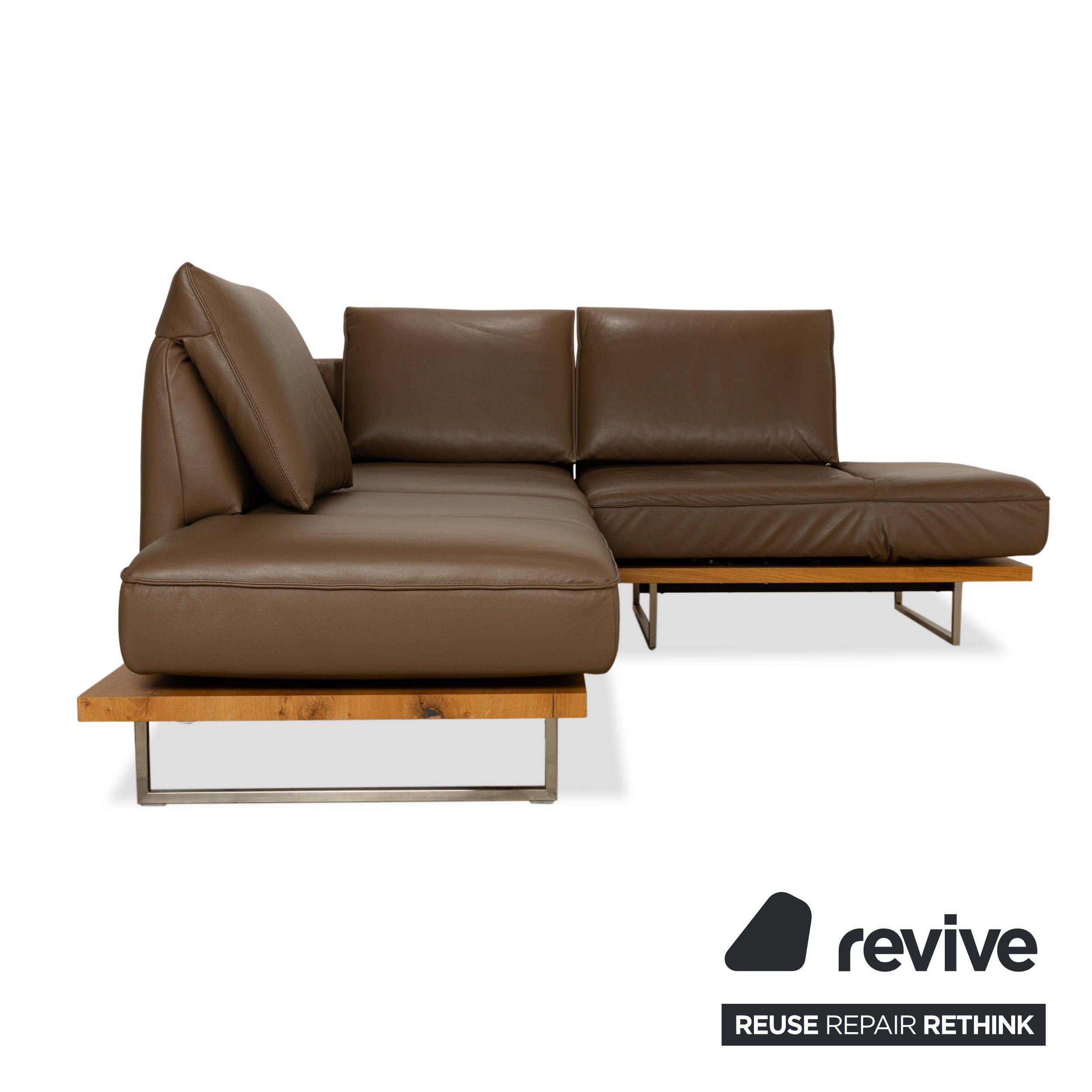 Canapé d'angle en cuir Koinor Phoenix marron châtaignier fonction manuelle