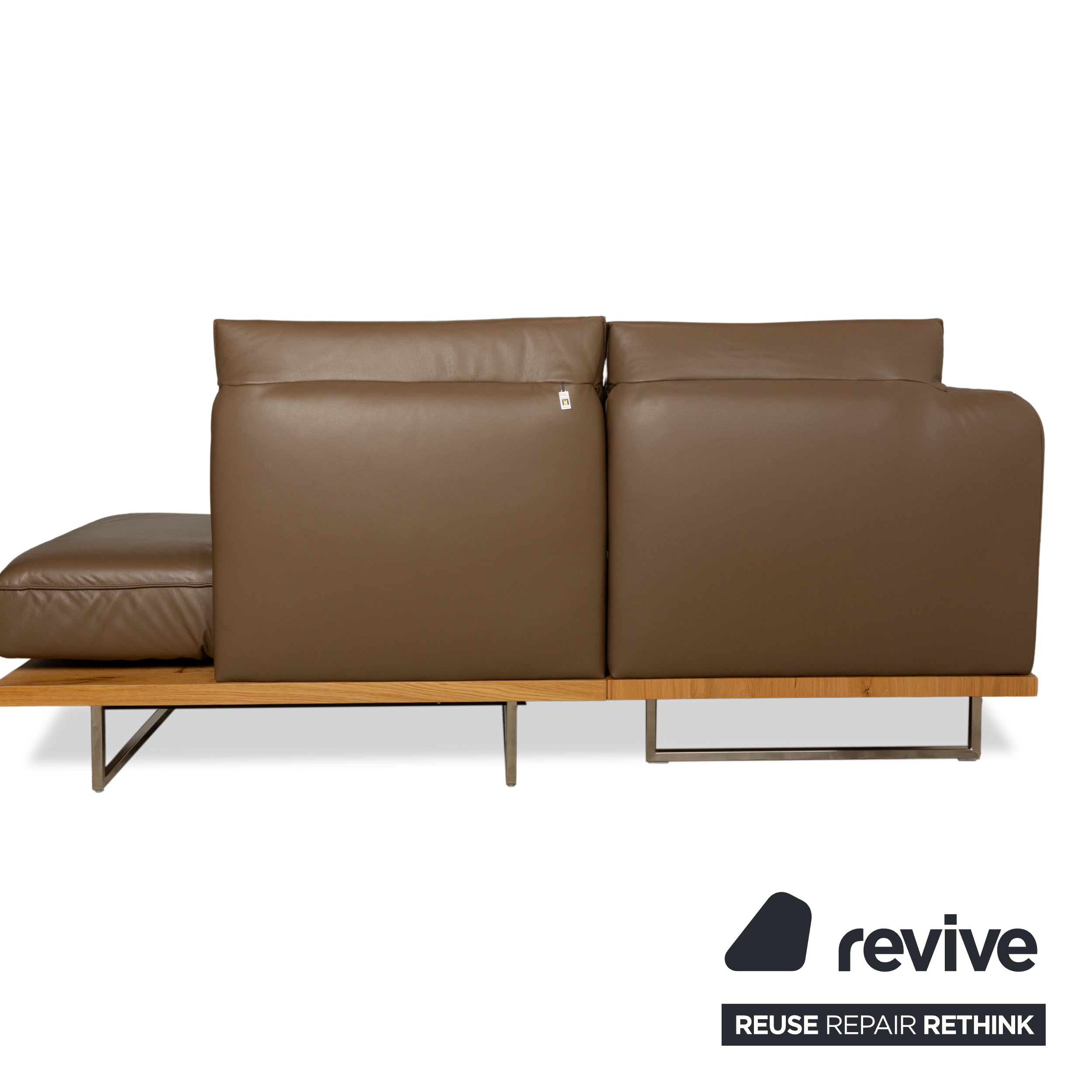 Canapé d'angle en cuir Koinor Phoenix marron châtaignier fonction manuelle