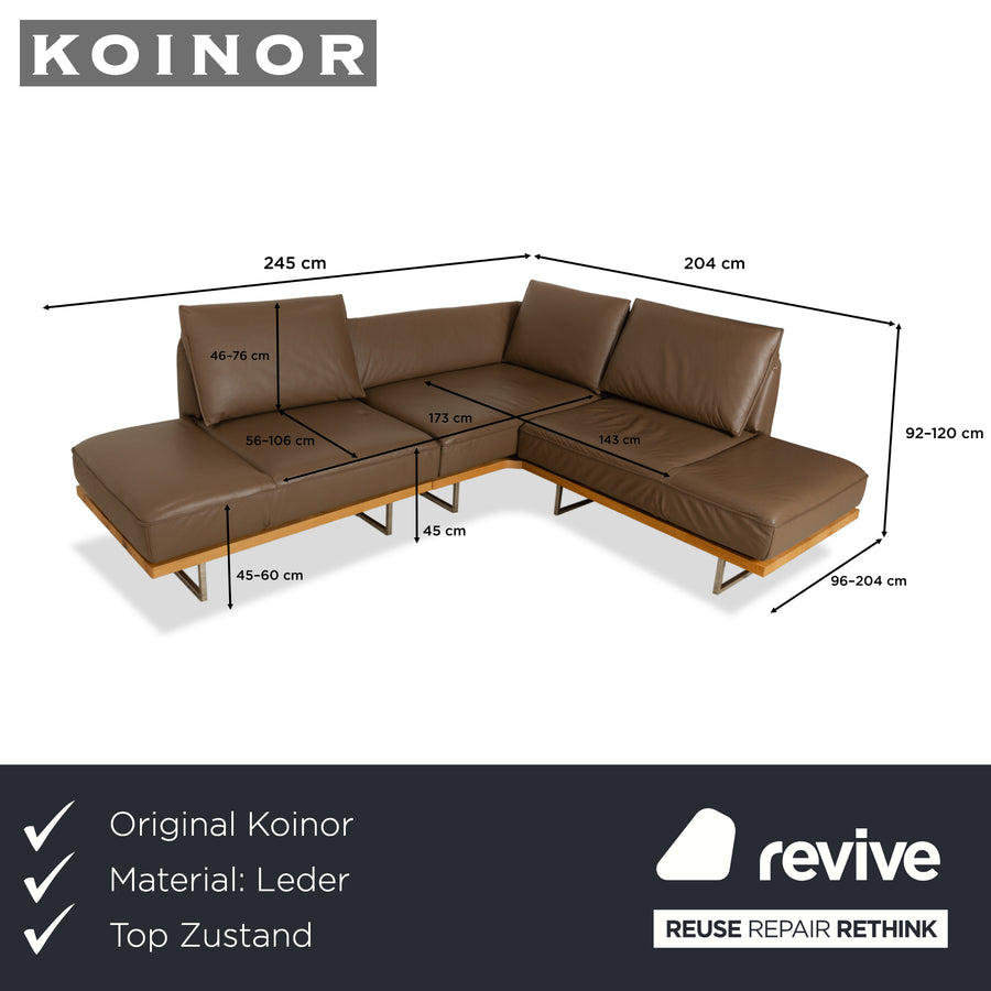 Canapé d'angle en cuir Koinor Phoenix marron châtaignier fonction manuelle