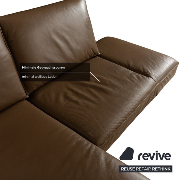 Koinor Phoenix leather corner sofa couch brown chestnut manual function