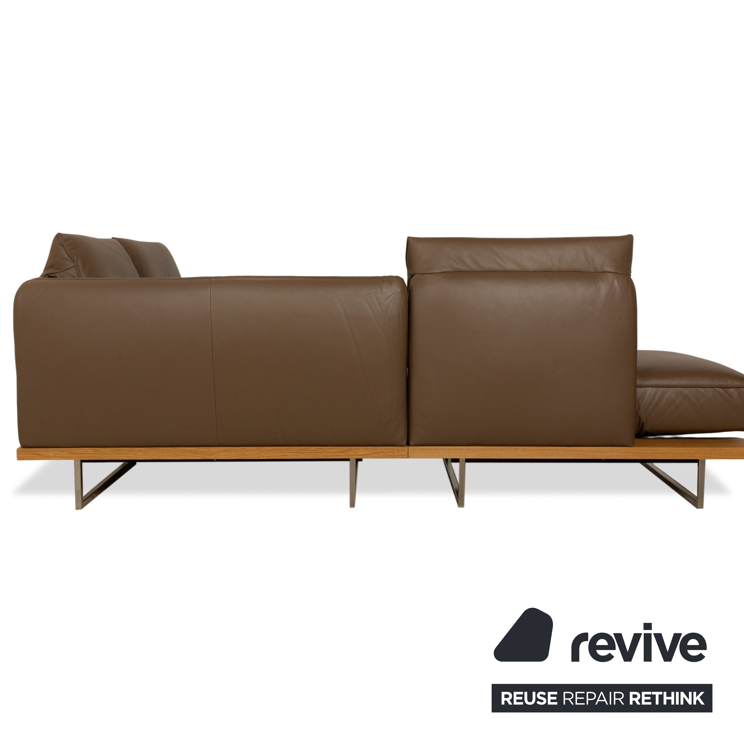Canapé d'angle en cuir Koinor Phoenix marron châtaignier fonction manuelle