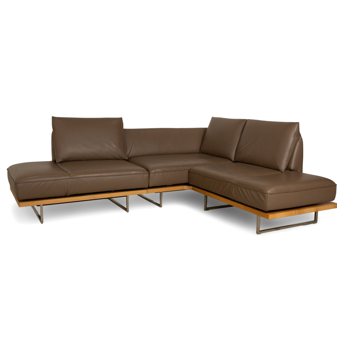 Koinor Phoenix leather corner sofa couch brown chestnut manual function