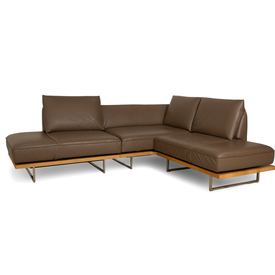 Koinor Phoenix leather corner sofa couch brown chestnut manual function