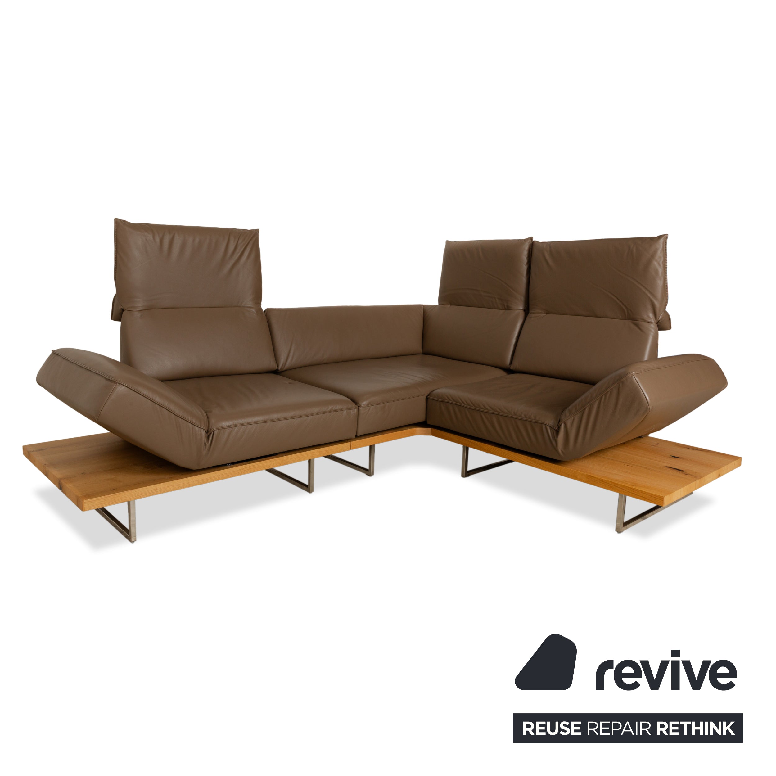 Canapé d'angle en cuir Koinor Phoenix marron châtaignier fonction manuelle