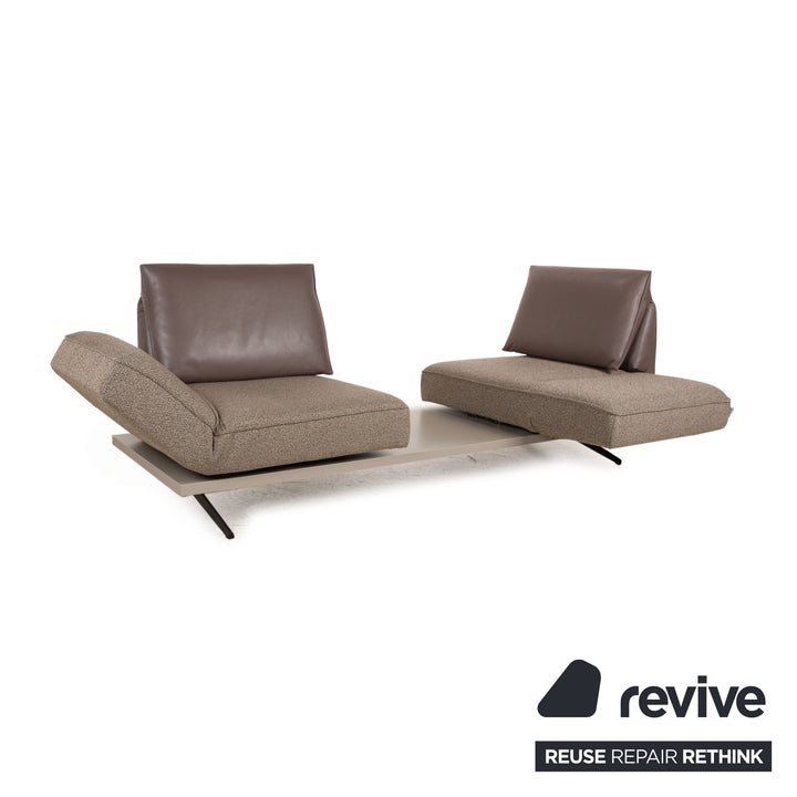 Koinor Phoenix Stoff Leder Zweisitzer Grau Braun manuelle Funktion Sofa Couch
